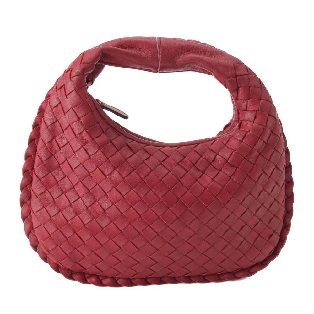 Bottega Veneta Intrecciato Hobo Leather Handbag One Shoulder Red